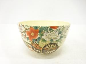 加藤藤山造　金彩色絵　花車　茶碗
